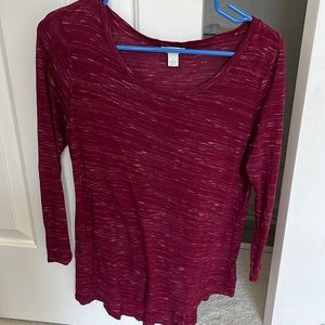 Long Sleeve Maroon Fossil Shirt